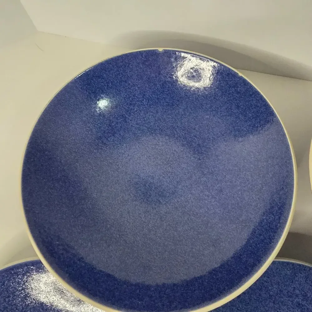 Sasaki Colorstone Sapphire Blue Lot 5 2 Soup Bowls 3 Saucers Vintage Stoneware